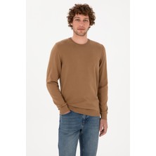 U.S. Polo Assn. Erkek Slim Fit Bisiklet Yaka Camel Basic Kazak 50313713-VR015