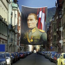 Asilmeydan Üniformalı Gazi Mustafa Kemal Atatürk Poster Cephe Bayrak - 400X600CM - 4x6 Metre