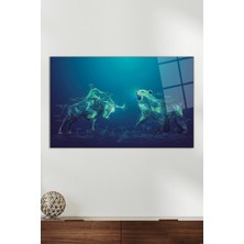 Boğa ve Ayı Piyasa Cam Tablo, Modern Ev Ofis Dekoru, Hediyelik Duvar Dekorasyonu, Kırılmaz Cam