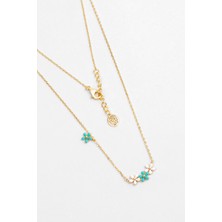 Santorini Çiçeği 18 Ayar Sarı Altın Kaplama 45 cm Gümüş Kolye