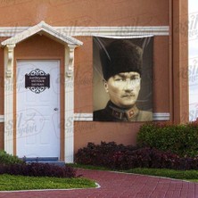Asilmeydan Üniformalı Kalpaklı Gazi Mustafa Kemal Atatürk Portre Poster Bayrak 100 x 150 cm