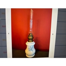 Antika Fransız Porselen Gaz Lambası 47 cm Boyunda