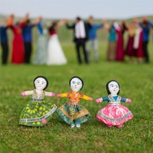 Minik Küçük Boy Renkli Geleneksel El Yapımı 3 Adet Soğanlı Bez Bebek