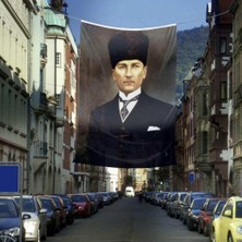 Asilmeydan Kalpaklı Sivil Mustafa Kemal Atatürk Poster Cephe Bayrağı- 4x6 Metre