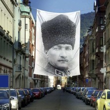 Asilmeydan Kalpaklı Gazi Mustafa Kemal Atatürk Cephe Poster Bayrak -400X600CM - 4x6 Metre