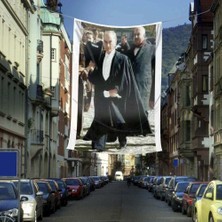 Asilmeydan Pelerinli Gazi Mustafa Kemal Atatürk Poster Cephe Bayrağı- 4x6 Metre