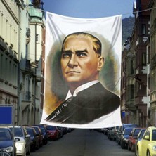 Asilmeydan Mustafa Kemal Atatürk Portre Cephe Poster Bayrak -400X600CM - 4 x 6 Metre