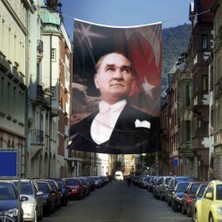 Asilmeydan Ay-Yıldız - Sivil Mustafa Kemal Atatürk Poster Dış Cephe Bayrak -400X600CM -4x6 Metre