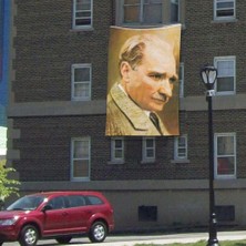 Asilmeydan Mustafa Kemal Atatürk Yan Portre Cephe Poster Bayrak -300X450CM -3x4,5 Metre