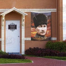 Asilmeydan Kalpaklı Üniformalı Gazi Mustafa Kemal Atatürk Bulutlar Poster Bayrak 100 x 150 cm