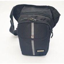 Yanar Çizgili Bacak Bel Çantası, Siyah, Şık ve Pratik Tasarım