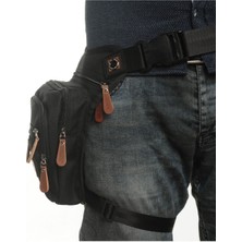 Siyah Erkek Motorcu Bel ve Bacak Çantası, Ayarlanabilir, Şık ve Hafif Tasarım