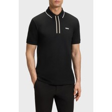 Boss Logolu Pamuklu Slim Fit Yarım Fermuarlı Polo Yaka T Shirt Erkek Polo Yaka T Shirt 50544450 001