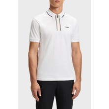 Boss Logolu Pamuklu Slim Fit Yarım Fermuarlı Polo Yaka T Shirt Erkek T Shirt 50544450 100
