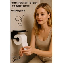 Metal Telefon Raflı Tuvalet Kağıdı Tutucu | Çift Taraflı Bantlı Montaj | Banyo Organizer Raf