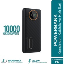 Phixi Force P12 10000MAH 22.5W Hızlı Şarj Cihazı  - Fast Powerbank  - Dijital Ekran - Taşınabilir Şarj Cihazı