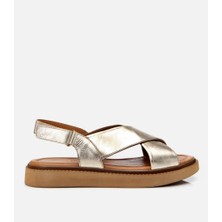 Hotiç 01SAH306940A540 KADIN Deri Gold Ayarlanabilir Düz Sandalet