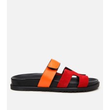 Hotiç Kadın Deri Kırmızı Ayarlanabilir Düz Terlik