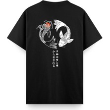 Koi Sırt Baskılı Bisiklet Yaka Unisex Tshirt