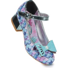  Deniz Kızı Inci Fiyonklu Simli Kız Çocuk Topuklu Abiye Ayakkabı