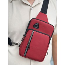 Bordo Bel ve Göğüs Çantası, Kulaklık Çıkışlı, Şık ve Kullanışlı Tasarım