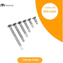 Yhb Sac Vidası 4,2X32 mm 500 Adet Güçlü Bağlantı Galvaniz Sac Vidası