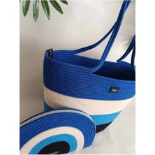 Veronica Art Kadın Omuz Plaj Çantası ve Clutch El Çantası Nazar Boncuğu Renkli