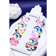 10'lu Unicorn Gökkuşağı Tasarım Kız Çocuk Pens Toka Seti - Sevimli Bebek Saç Tokası Klips Toka