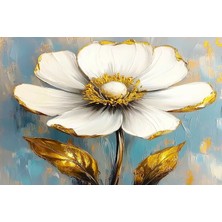 Aden Dekoratif Beyaz Çiçek Şık Kanvas Tablo