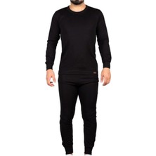 Momslab Unisex Siyah Alt Üst Takım Termal Içlik Bere Hediyeli