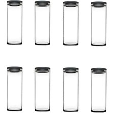 Vakumlu Cam Kavanoz Seti, 8'li, 1230 Cc, Gri, Erzak Saklama Kabı