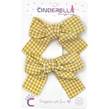 2'li Kız Çocuk Fiyonk Toka Seti Sarı Tonlu - Renkli Fiyonklu Kurdele Klips Pens Bebek Saç Tokası