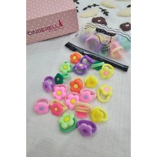 20'li Çantalı Yumuşak Acıtmaz Kız Bebek Havlu Lastik Toka Seti - Renkli Çocuk Lastikli Saç Tokası