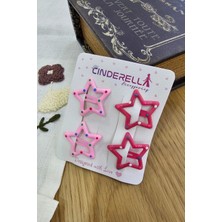 4'lü Sevimli Noktalı Yıldız Çıtçıt Toka Seti Pembe Fuşya - Kız Çocuk Yıldızlı Çıtçıtlı Saç Tokası