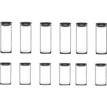 Vakumlu Cam Kavanoz Seti, 12'li, 2 Boy, Gri, Güçlü ve Şık Saklama Çözümü