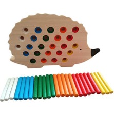 Renkli Ahşap Montessori Kirpi Eğitici Oyuncak Tak Çıkar Keyifli Öğrenme