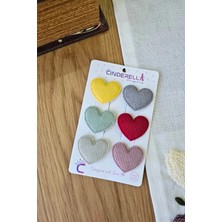 Cinderella Accessories 6'lı Kalpli Bebek Tokası 3.5 cm Çıtçıtlı Tek Ebat Az Saçlı Kız Bebekler İçin