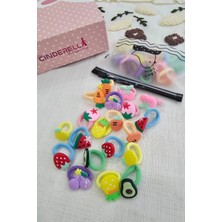 20'li Çantalı Yumuşak Acıtmaz Kız Bebek Havlu Lastik Toka Seti - Renkli Çocuk Lastikli Saç Tokası