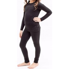 Momslab Kız Çocuk Termal Alt-Üst Set Takım Siyah -20 +20 Derece