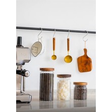 3'lü Akasya Vakum Kapaklı Kavanoz Seti, Kahverengi, Şık ve Kullanışlı Saklama Çözümü