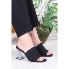 Fort 6396 Dantel Örgülü Şeffaf Topuklu Kadın Terlik