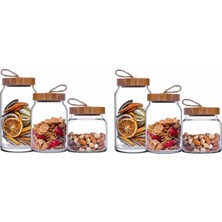 Bambu Kapaklı 6'lı Kavanoz Seti, Şık ve Dayanıklı Saklama Çözümleri