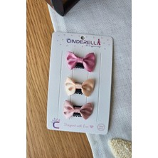 3'lü Kurdeleli Fiyonklu Saçsız Bebek Tokası - Az Saçlı Kız Bebek Toka Seti Çıtçıtlı Yenidoğan Tokası