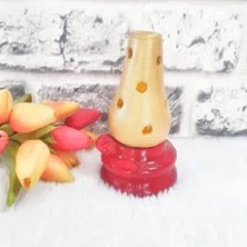 El Yapımı Sarı Kırmızı Gaz Lambası Mumluk.