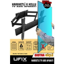 65 Inç Hareketli Tv Askı Aparatı, Beyaz Renk, 124-140 cm Destek