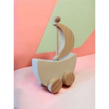 Doğal Ahşap Gemi Oyuncak, Çocuklar Için El Yapımı Eğlence Aracı