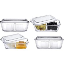 Bölmeli Saklama Kabı, Kahvaltılık, 4'lü, Beyaz, Pratik ve Şık Düzen Sağlar