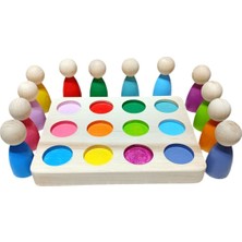 Renkli 12'li Insan Figürleri ve Tabla Eşleştirme Oyunu 1+ Yaş