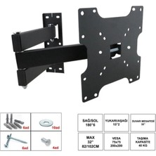 Şeffaf ve Hareketli 19-49 Inç LCD LED Duvar Montaj Aparatı, Siyah Renk