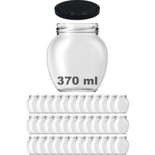370 ml Siyah Metal Konserve Kapaklı Şeffaf Yumurta Cam Kavanoz 36'lı Paket